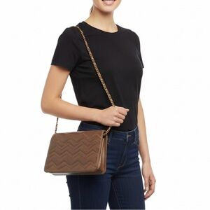 Jay Herbert Brown Chevron Pattern Shoulder Bag